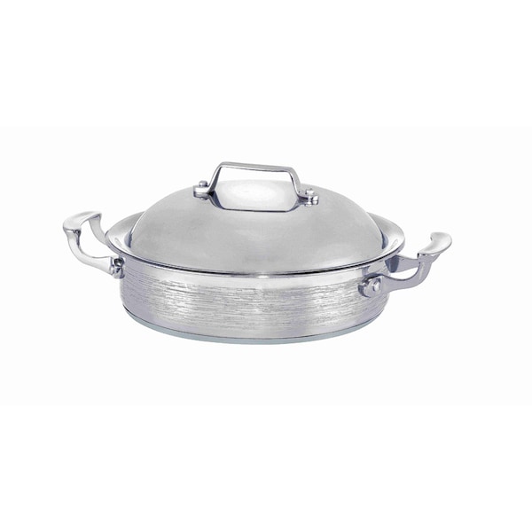 Bon Chef Cucina Saute Pot W/ Domed Lid, Rain Finish, Ind Btm, 11 3/16"Dia X 3 2/7"H, 2 Hndls, 4 Qt 60001RAIN - main